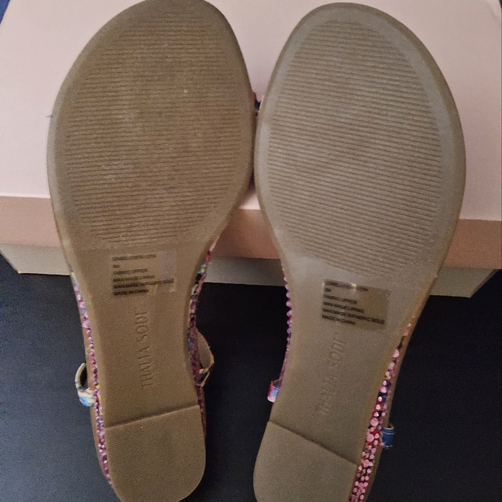 Thalia Sodi Embellished Izabel Round Toe Wedge Slip On Sandal - Picture 6 of 7